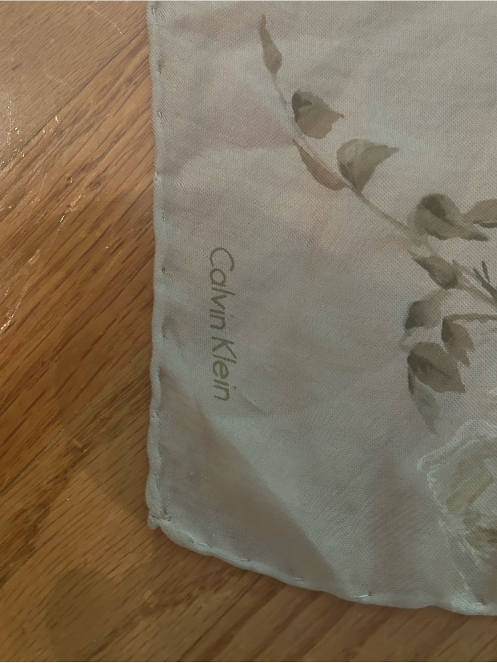 Calvin Klein Silk Taupe Floral Scarf - Picture 4 of 6